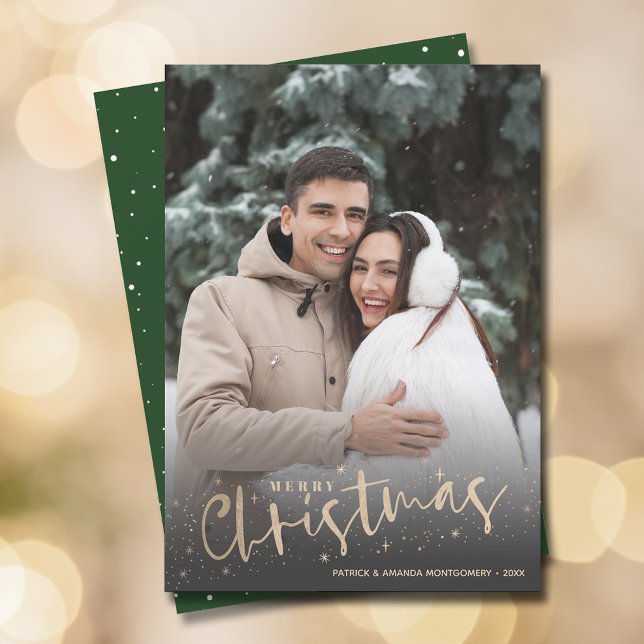 Gold Script Merry Christmas Photo Holiday Card (Creator Uploaded)