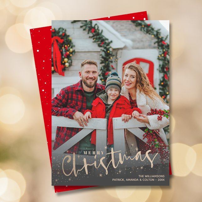 Gold Script Merry Christmas Photo Holiday Card (Creator Uploaded)