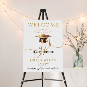 Gold Script Minimalist Graduation Party Welcome Foam Board