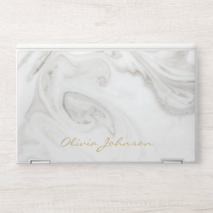 Gold Script Modern Marble Pattern HP Laptop Skin