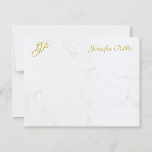 Gold Script Modern Simple Elegant Monogram For Her Note Card