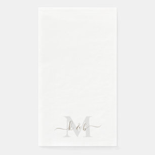 Gold Script Monogram Elegant Wedding Paper Guest Towels