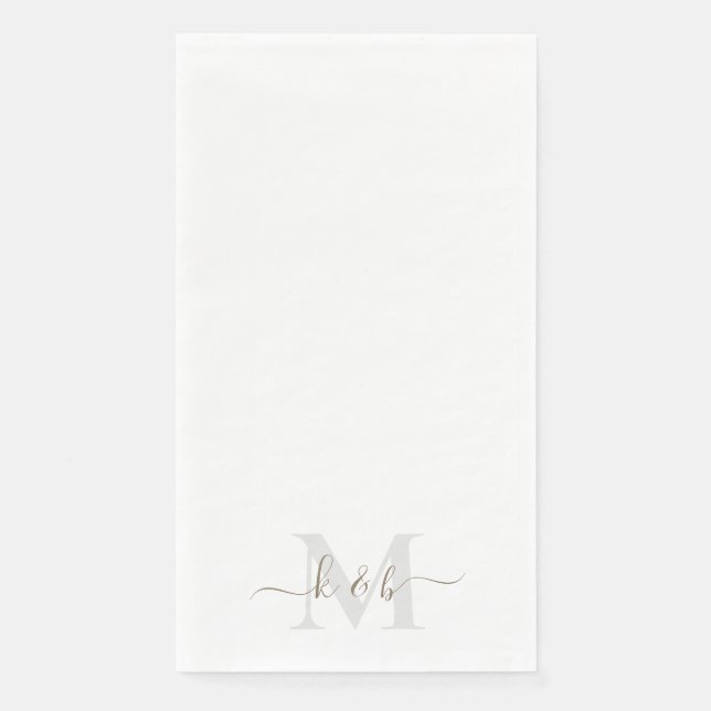 Gold Script Monogram Elegant Wedding  Paper Guest Towels (Front)