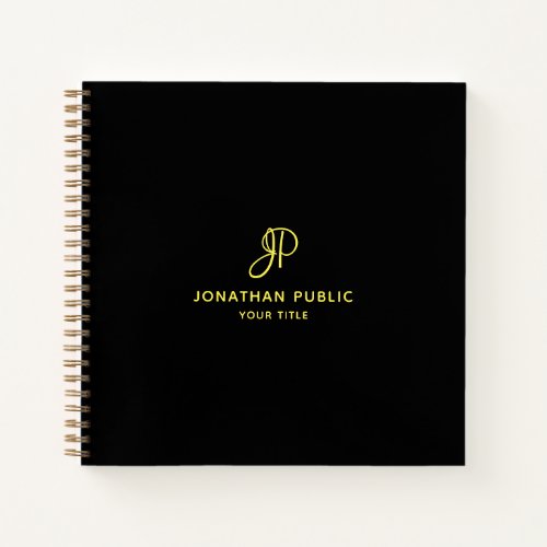 Gold Script Monogram Initial Business Elegant Notebook