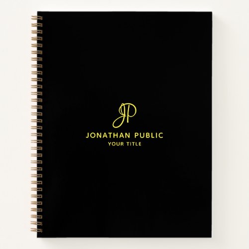 Gold Script Monogram Initial Business Professional Notebook