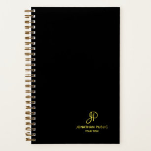 Gold Script Monogram Initial Handwritten Template Notebook
