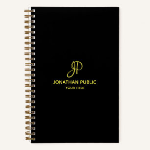 Gold Script Monogram Initial Template Customer Notebook
