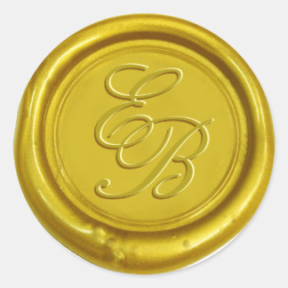 Gold Script Monogram Wax Seal Wedding