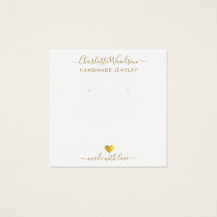 Gold Script Name Earring Jewelry Display Card