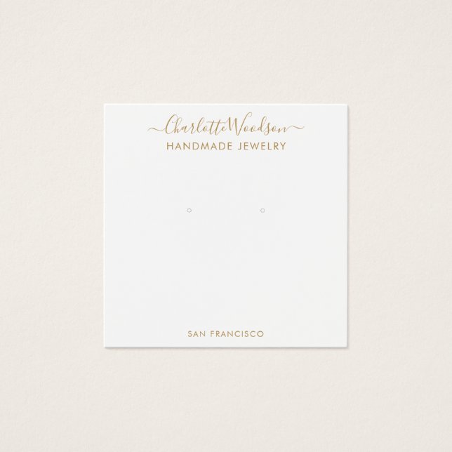 Gold Script Name Earring Jewelry Display Card (Front)
