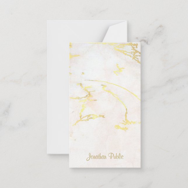 Gold Script Name Marble Handwritten Template (Front)