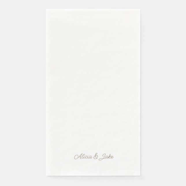Gold Script Names Personalized Wedding Paper Guest Towels (Front)