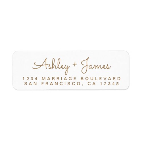Gold Script Names Wedding Return Address Label