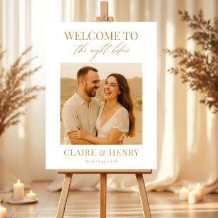 Gold Script Night Before Photo Wedding Welcome  Foam Board
