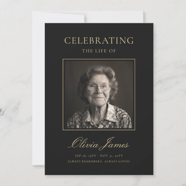 Gold Script Photo Celebration of Life Program (Front)