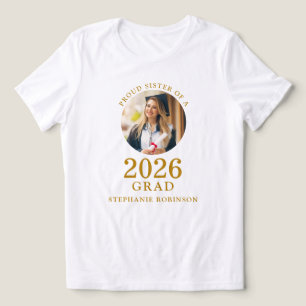 Gold Script Photo Proud Sister of 2026 Grad Tri-Blend Shirt