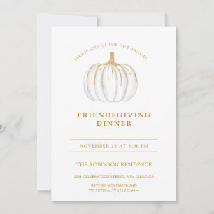 Gold Script Pumpkin Friendsgiving Thanksgiving Invitation