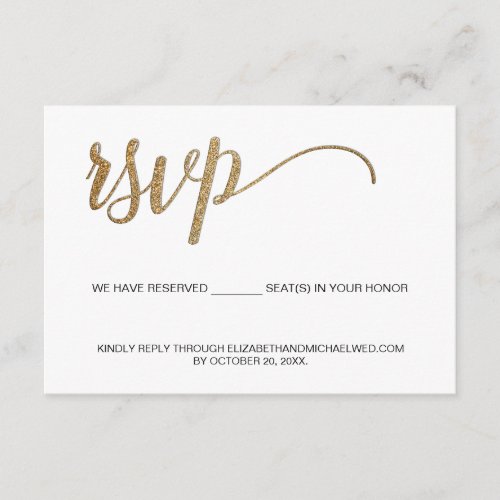 Gold Script QR code wedding website Seats reserved Enclosure Card