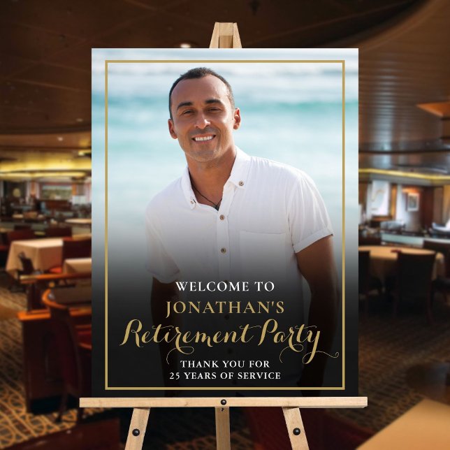 Gold Script Retirement Party Photo Welcome Sign (Gold Script Retirement Party Photo Welcome Sign)