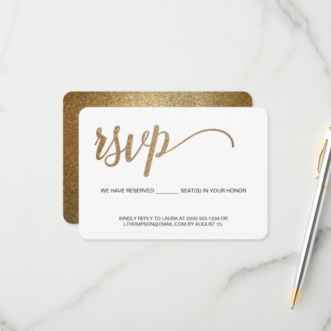Gold Script RSVP without mailing Reserved Seat (Front/Back In Situ)