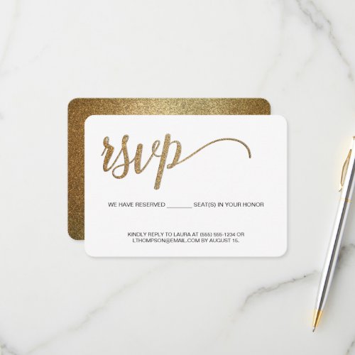 Gold Script RSVP without mailing Reserved Seat