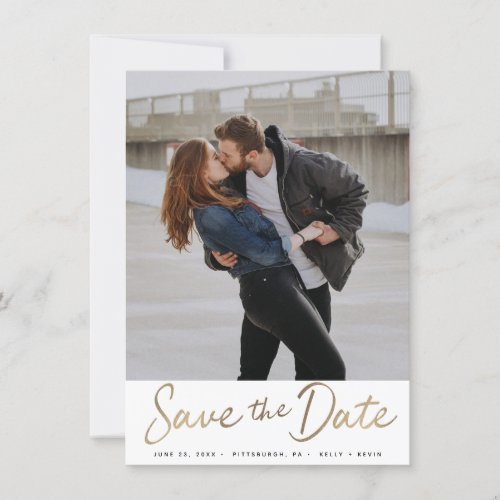 Gold Script Save the Date Invitation