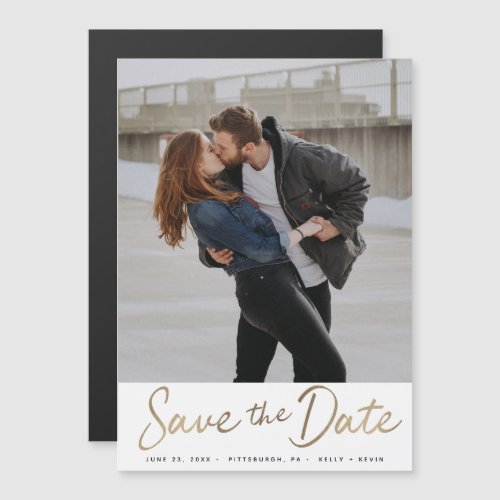 Gold Script Save the Date Magnetic Invitation