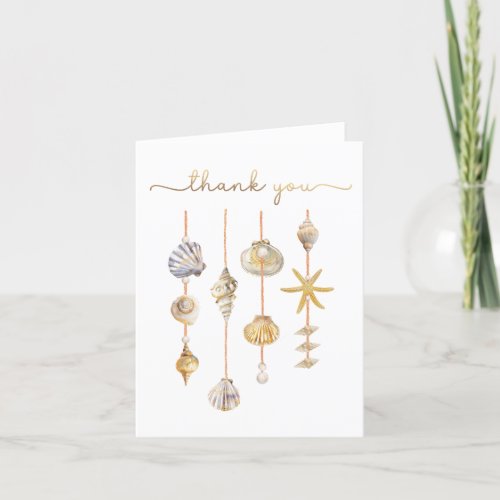 Gold Script Seashell Baby Shower Thank You Card