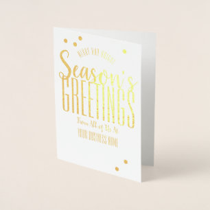 Gold Script Season's Greetings Business Holiday Foil Card
