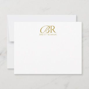 Gold Script Serif Monogram Note Card