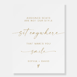 Gold Script Sit Anywhere No Assigned Seat Wedding  Foam Board