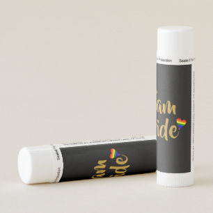 Gold Script Team Pride Cute Rainbow Heart Lip Balm
