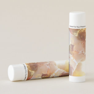 Gold Script Thank You Personalised Photo Lip Balm