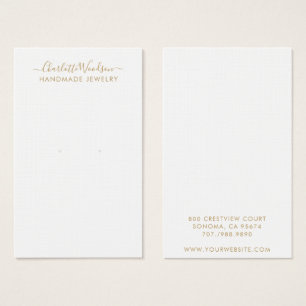 Gold Script Type Jewelry Earring Display Card