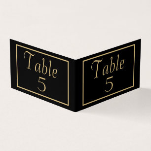 Gold Script Typography Black Table Numbers Card