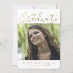 Gold Script Typography Graduation Announcement | Zazzle