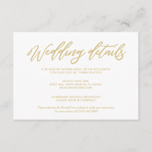 Gold Script Wedding Details Hotel Accommodations Enclosure Card