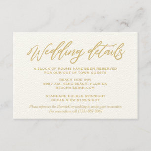 Gold Script Wedding Details Hotel Accommodations Enclosure Card