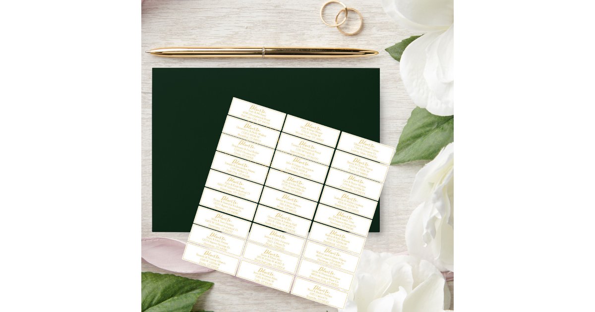 Gold Script Wedding Guest Address Labels | Zazzle