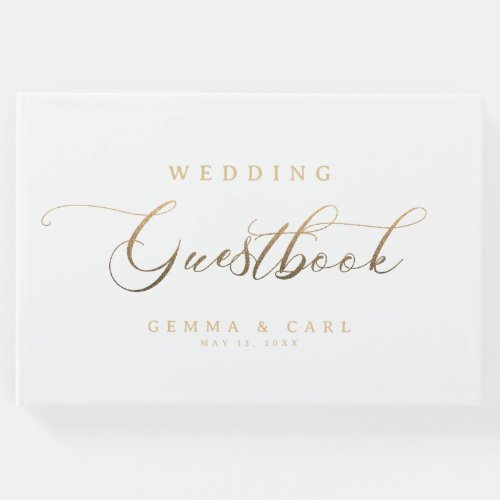 Gold Script Wedding Guest Book