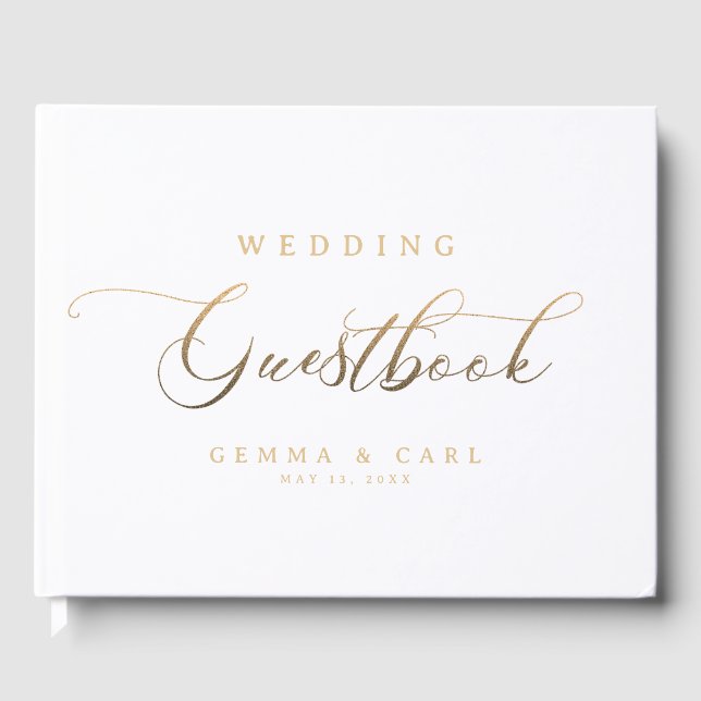 Gold Script Wedding Guest Book (Front)