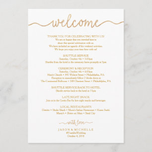 Gold Script Wedding Itinerary - Wedding Welcome Program