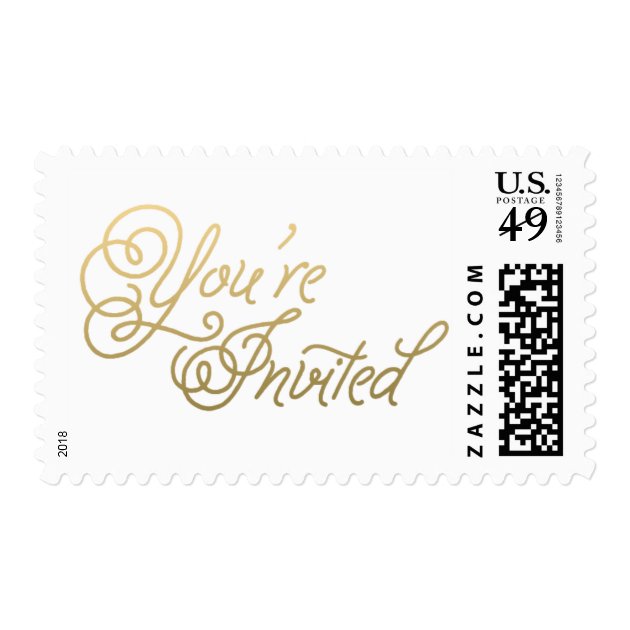Gold Script Wedding Postage Stamp