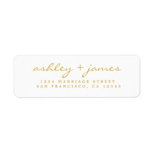 Gold Script Wedding Return Address Label