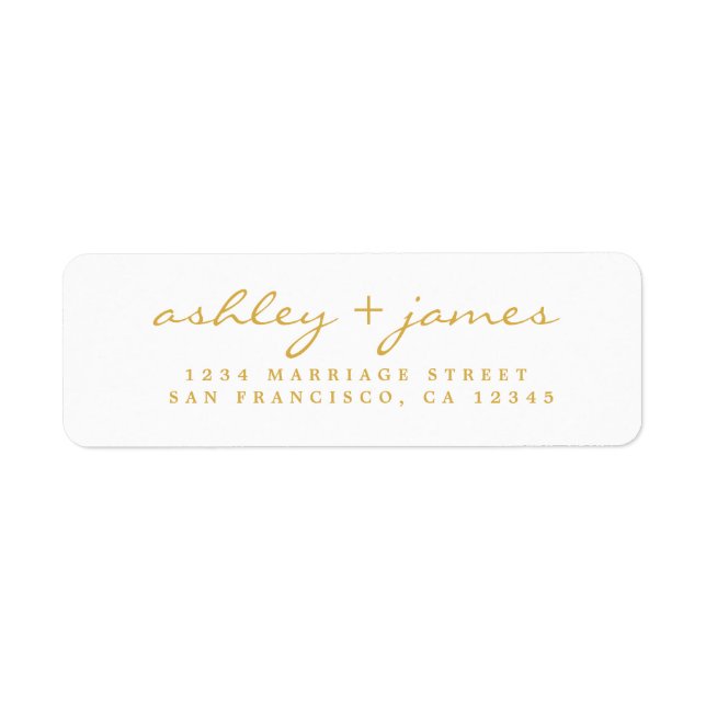 Gold Script Wedding Return Address Label (Front)