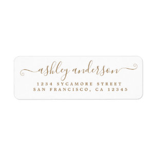 Gold Script Wedding Return Address Label