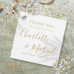Gold Script Wedding Thank You Favor Tags<br><div class="desc">Featuring signature style names,  this elegant tag can be personalized with your special thank you information in chic gold lettering. Designed by Thisisnotme©</div>