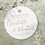 Gold Script Wedding Thank You Favor Tags<br><div class="desc">Featuring signature style names,  this elegant tag can be personalized with your special thank you information in chic gold lettering. Designed by Thisisnotme©</div>