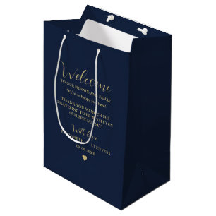 Gold script wedding welcome bag hotel guest bags