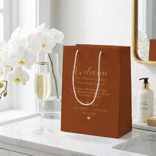 Gold script wedding welcome bag hotel guest bags